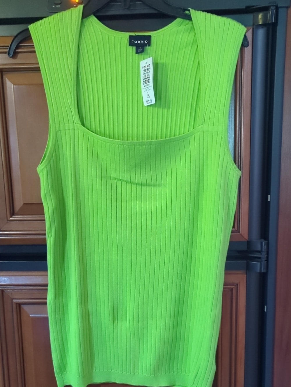 torrid Bright Lime Ribbed Square-Neck Tank